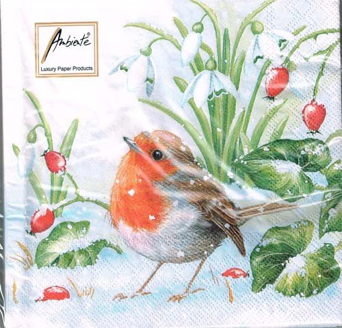 Ambiente - Servietten - Robin - Winter / Vogel / Schnee