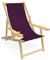 Holz-Liegestuhl mit Armlehne und Getränkehalter, Klappbar, Wechselbezug (Aubergine)