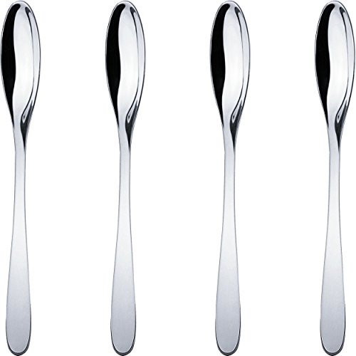 Alessi WA10/35S4 Eat.it, Set di Quattro Cucchiai da Latte Macchiato in Acciaio Inossidabile 18/10, Colore: Argento, Finitura Lucida, 19.0000x3.0000x22.500 cm, 4 unità
