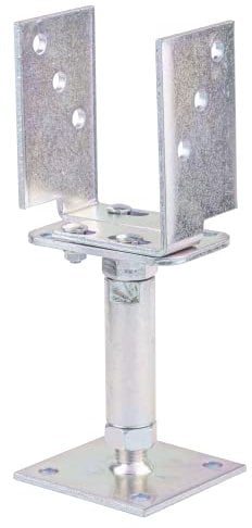 Alberts 218058 U-Pfostenträger | höhen- und breitenverstellbar und zum Aufschrauben | galvanisch verzinkt, dickschichtpassiviert | Breite 71 - 161 mm | Höhe 150 - 190 mm