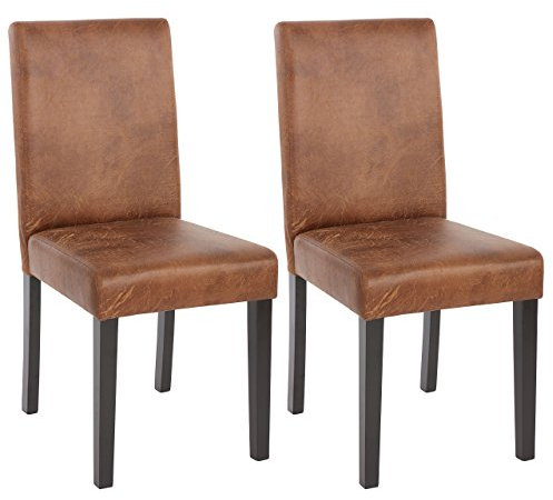 Mendler 2er-Set Esszimmerstuhl Stuhl Küchenstuhl Littau - Textil, Wildlederimitat, dunkle Beine