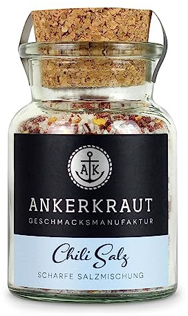 Ankerkraut Chilisalz, mild-scharfes Salz zum Finishen von Grillfleisch, Aufläufen und Suppen, 150g im Korkenglas