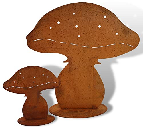 Rostikal Herbst Deko Garten Pilz Set 30 und 15 cm hoch Gartendeko Rost Pilze Herbstdeko