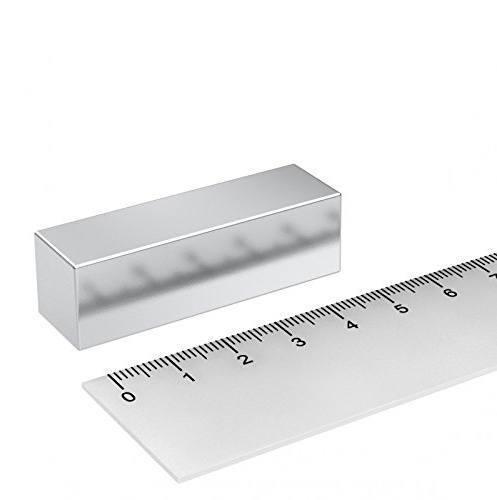 5 x Neodym Quadermagnet 50 x 15 x 15 mm, Grade N48, Nickel, starker Industriemagnet
