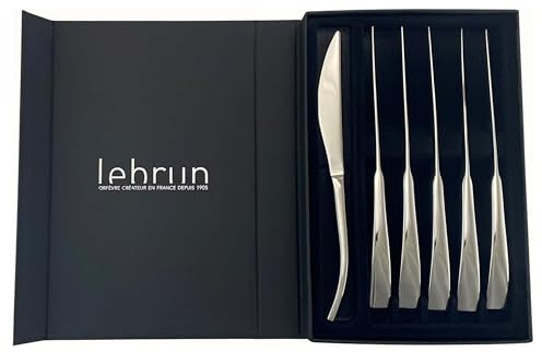 Lebrun RAPACE Couteau Steak Lot de 6 Couteaux Steak Inox Manche Confort - Couteau Cuisine - Couverts de Table - Couteaux et Ustensiles de Cuisine
