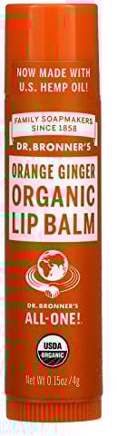 Dr Bronner's Organic Orange Ginger Lip Balm, 1 Pack (1 x 4 g)