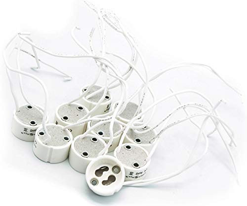 Energmix 2343-5x 5x GU10 Fassung für LED und Halogen mit Kabel aus hochwertigem Keramik