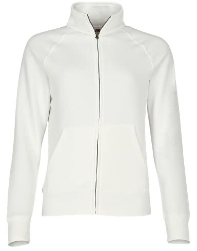 Fruit of the Loom Ladies/Womens Lady-Fit Fleece Sweatshirt Jacket (L) (White)