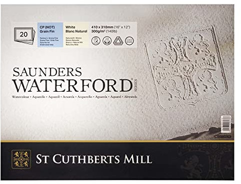 SAUNDERS WATERFORD SERIES St Cuthberts Mill Saunders Waterford Aquarellpapier T46330051011E 300 g/m², Feinkorn, Aquarellblock 41 x 31 cm, rundumgeleimt, 20 Blatt, Naturweiß