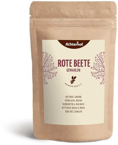 Rote Beete Pulver 500g | erdig, herzhaft und süß | roh und gekocht verwendbar | ideal zum Färben von Lebensmitteln | vom Achterhof