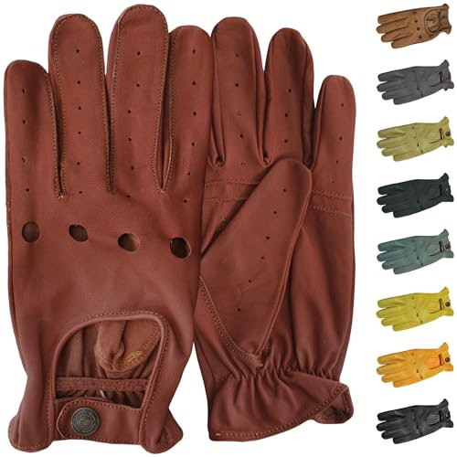 German Wear, Herren Driving Autofahrer-Handschuhe Lederhandschuhe, Größe:10=XL, Farbe:Rotbraun