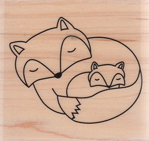 Stempel mit Fuchs und Baby, Holz, PS0962