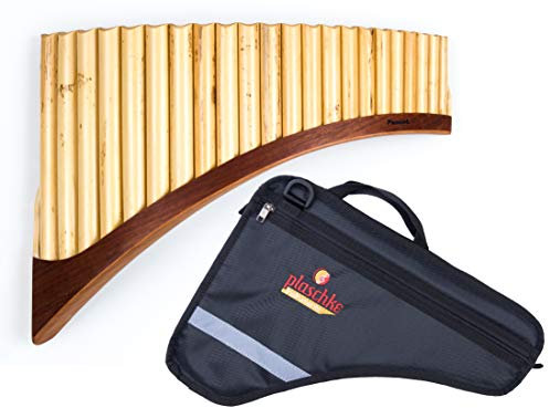 Plaschke Panflöte Konzert, Holzschuh Design, handgemacht mit Tasche 22 Rohre C-Dur