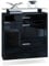 Vladon Schuhschrank Malea, hängender Schuhkipper für 16 Paar Schuhe mit 2 Klappen und 1 Schublade und Glasablage, Schwarz matt/Schwarz Hochglanz (89 x 96 x 23 cm)