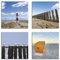 ARTLAND Wanddeko Strandbilder Leinwand Bilder Set 4 tlg. je 40x40 cm Quadratisch Wandbilder Landschaft Strand Leuchtturm Sylt Vogel Möve Strandkorb K2YI