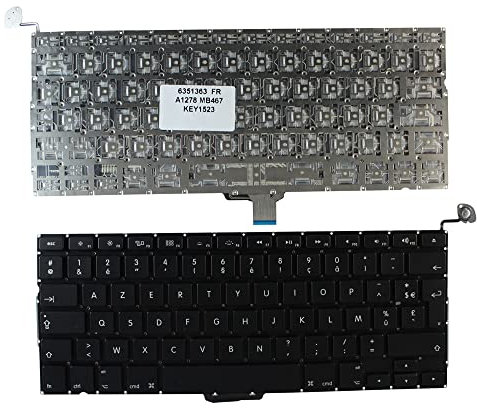 Keyboards4Laptops Francés versión retroiluminada (sin Placa retroiluminado) Negro Teclado de Repuesto para Ordenador portátil Compatible con Apple MacBook Pro A1278 13 Inch Unibody