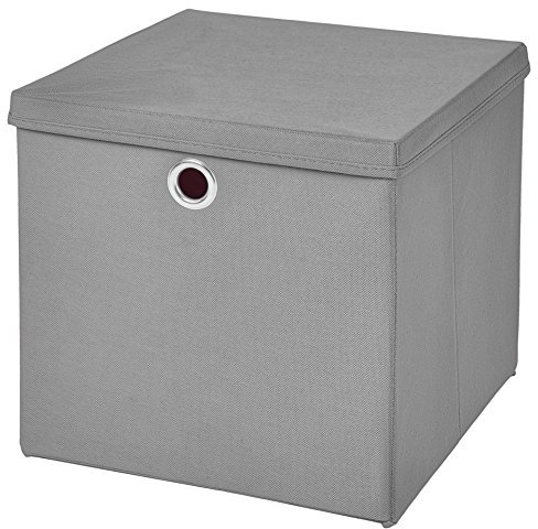1 Stück Faltbox Hellgrau 28 x 28 x 28 cm Aufbewahrungsbox faltbar mit Deckel