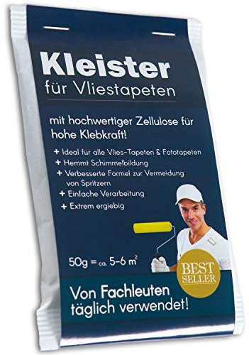 Tapetenkleister Profi Vlies Kleister Fototapete Tapete 400g (ca. 40-48 m2) - Ideal für Fototapeten, optimales & praktisches Dosieren 8 x 50g Päckchen
