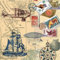 20 Servietten 33x33 cm Rund um die Welt Around the World Flugzeug Schiff Meer See Briefmarke