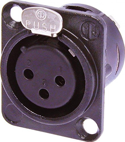 Neutrik NC3FD-L-B-1 3 Pole Female XLR Chassis Connector, Bla