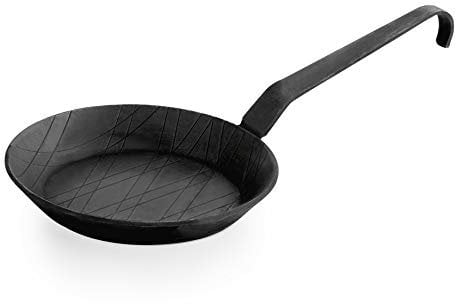 WAS Germany Bratpfanne unbeschichtet, Gusseisen Ø 32 cm, 4 cm hoch - induktionsgeeignete Servierpfanne aus Eisen mit Hakenstiel - 2256 320