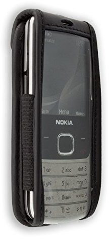 caseroxx Leather-Case with belt clip compatible with Nokia 6700 Classic made from genuine leather, Pouch with belt clip and viewing window in black