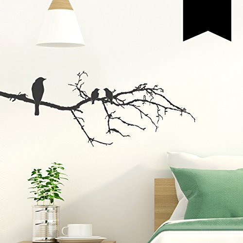 Wandkings Wandtattoo 3 Vögel auf AST 50 x 19 cm schwarz - erhältlich in 33 Farben