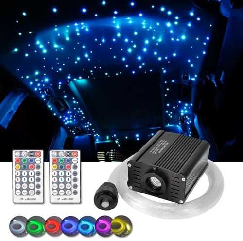 DEWEL Sternenhimmel Auto Glasfaser Licht für Auto/Decke,16W RGBW,Sternenhimmel Glasfaser mit Fernbedienung,Auto Sternenhimmel 150PCS*2m*0,75mm,für Haus,Auto,Weihnachten, Hochzeit,Sternenhimmel Licht