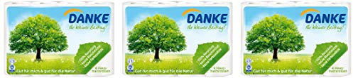 DANKE Haushaltstücher Rollen, Küchenrollen 3lagig aus 100% Recycling Papier, 3 x 4 Rollen (12 x 45 Blatt)