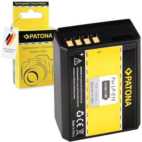 PATONA LP-E10 Batterie 860mAh Compatible avec Canon EOS 1100D 1200D 1300D 2000D 4000D Rebel T3 T5 T6 T9 EOS Kiss X50 X70 X80 1D X Mark 1D X Mark II CanonEOS EOS2000d LP E10 LPE10
