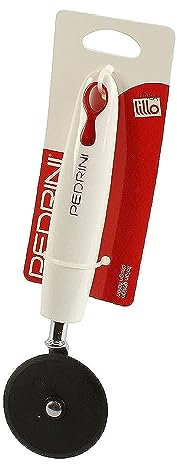 Pedrini Lillo Tagliapizza con Rotella, Nylon, Bianco/Acciaio, 245 x 65 x 26 mm, 1 Pezzo