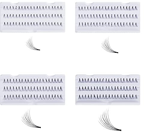 Kurtzy Faux Cils Individuel (Lot de 4) - Longueur de 8, 10, 12 et 14 mm - Extensions de Cils de Qualité Courts et Longs pour Courbe, Longueur, Volume et Épaisseur - Look Naturel et Spectaculaire