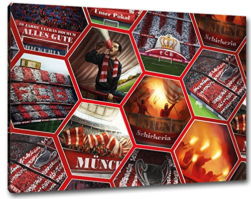 Ultras Schickeria München Collage Format: 60x40, Bild auf Leinwand XL, fertig gerahmt