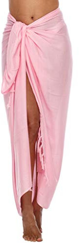 SHU-SHI - Sarong/paréo - pour Femme - Look de Plage - à Porter au-Dessus du Maillot de Bain - Taille Unique - Rose pâle