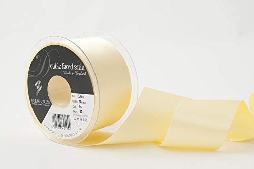 Berisfords Double FACE Poly Satin Ribbon, Pale Lemon, 10.5x10.5x5.7 cm