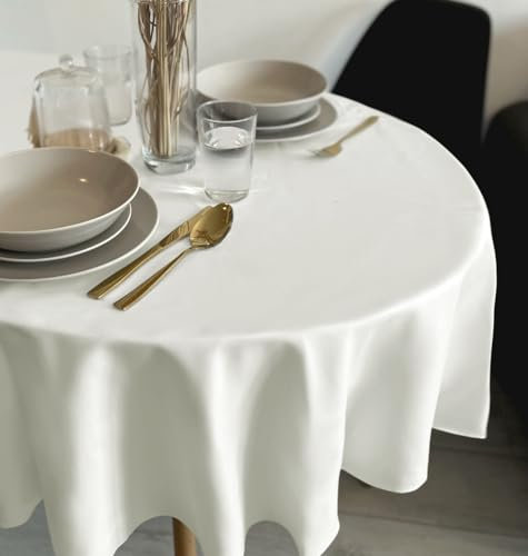 Rollmayer Tischdecke Tischtuch Tischwäsche Gastronomie Kollektion Vivid Uni einfarbig pflegeleicht waschbar 21 Farben zur Auswahl, Produkt für den täglichen Gebrauch(Ecru 2, Oval 140x260cm)