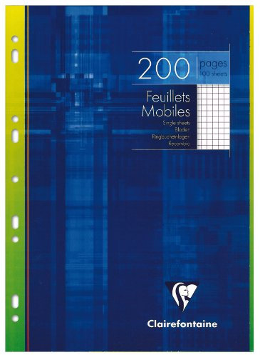 Clairefontaine 1752C Ringbucheinlagen Packung (mit 100 Blatt DIN A4, 21 x 29,7 cm, kariert, 90g, ideal für die Schule) weiß