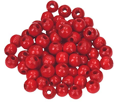 Efco Perline in Legno 6 mm, Foro 2 mm, 110 Pezzi, Rosso