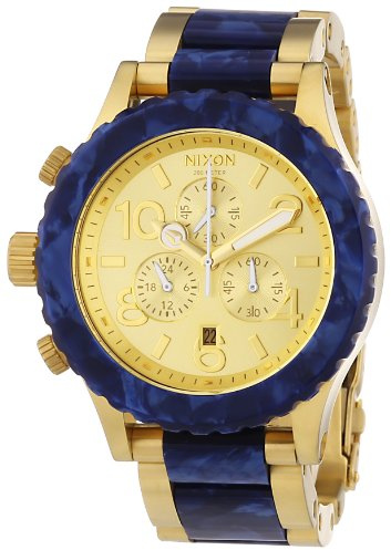 Nixon Unisex-Armbanduhr The 42-20 Chrono Gold/Royal Granit Chronograph Quarz Edelstahl beschichtet A0371038-00