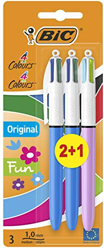 BiC Kugelschreiber vierfarbig Standard und Fashion, 3 Stück (1er Pack)