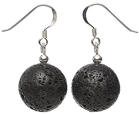 Ohrringe Ohrhänger aus echter Lava & 925 Silber schwarz Lavaohrringe Ohrschmuck für Damen