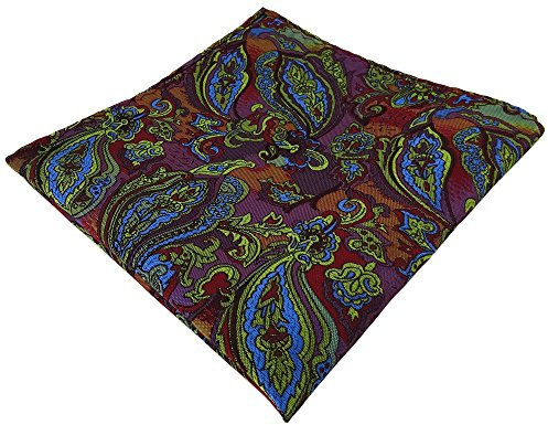 TigerTie Designer Einstecktuch in violett olive blau rot mehrfarbig Paisley gemustert