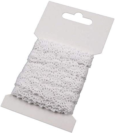 3m Klöppelspitze 12mm breit Farbwahl Spitze Spitzenband Spitzenborte Häkelspitze, Farbe:weiß