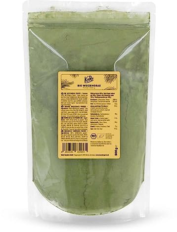 KoRo - Poudre d’herbe de blé bio - pur et naturel - sans additif - Ideal pour les smoothies et les jus - qualité crudité - vegan - 500 g