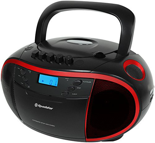 Roadstar RCR-3750UMP rot Boombox mit Kassette (CD/MP3, USB, AUX-In, ESP-Antischock, 2X 50 Watt)