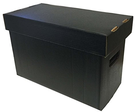 Max Protection Comic Book Storage Boxes - Short Cardboard Black Case for 150-175 Comic Books - Double Thickness Design - Premium Stackable Book Box for Silver Age & Modern Comics (Pack of 10)