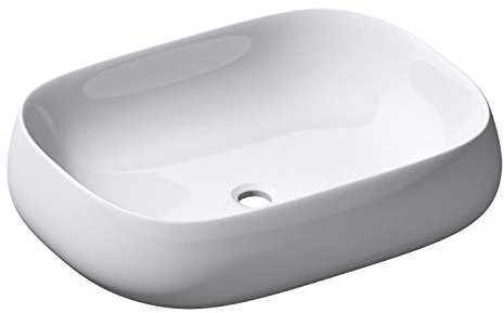 Durovin Bathrooms Ceramic Bathroom Basin - Countertop Sink Vessel - Rectangular Washing Bowl Curved Wall (560 x 440 x 155mm)