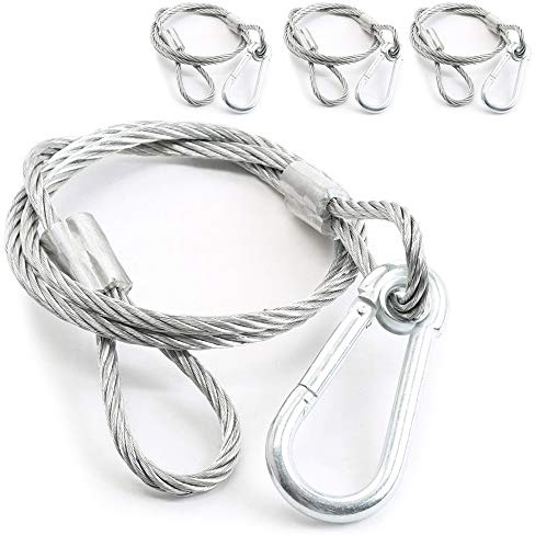 Skytec 4x 65kg Safety Bond Wire Cables, 60cm Steel Security Chains for DJ, PA, Stage & Theatre Lighting Fixtures, Reliable Lighting Fixture Safety Bond Set for Stage & Disco Events