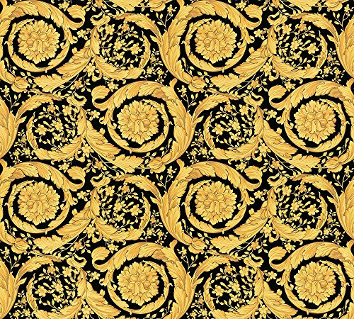 Versace wallpaper Vliestapete Barocco Birds Luxustapete mit Ornamenten barock 10,05 m x 0,70 m metallic schwarz Made in Germany 935834 93583-4