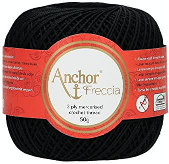 Anchor Freccia Stärke 6 4771006-00403 schwarz Häkelgarn, 100 % Baumwolle